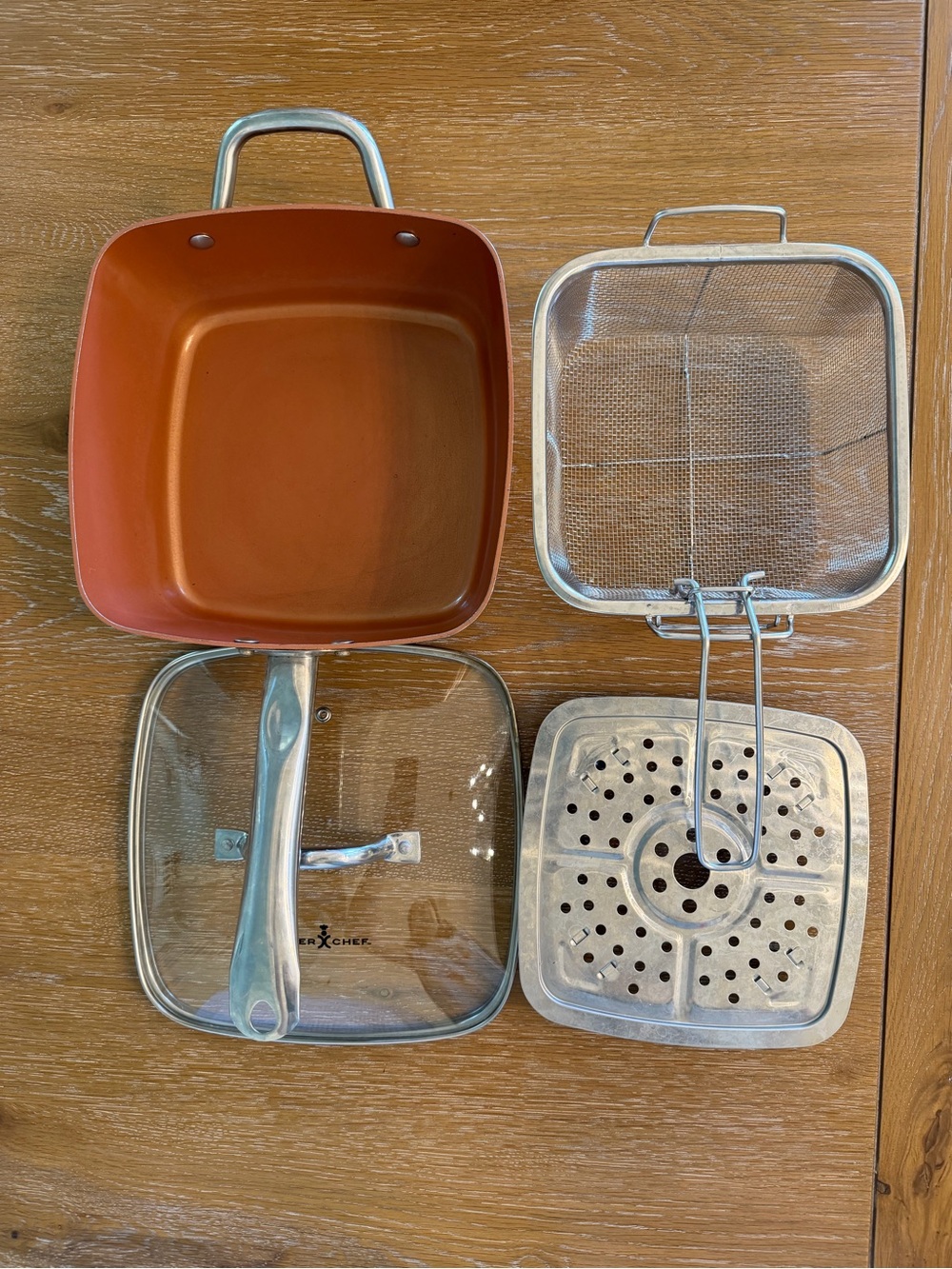 Copper Chef Square Nonstick Frypan with Lid and Accessories